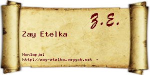 Zay Etelka névjegykártya